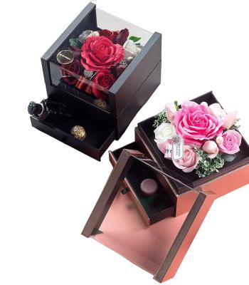 China Durable Artificial Handmade Perfume Gift Box Valentine's Day Gift Rose Acrylic Soap Flower Gift Box for sale