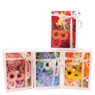 China Durable Factory Price PET Box Artificial Soap Flower Handmade Perfume Soap Roses Heads For Gifts Aromatherapy Decorative for sale