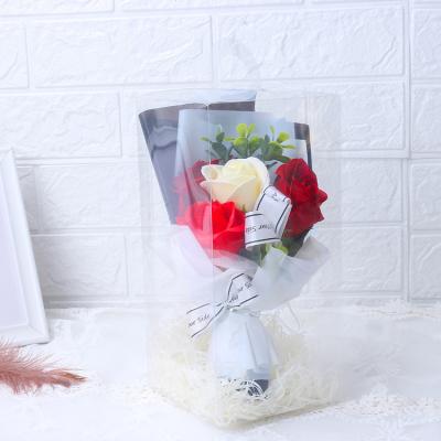 China Durable Artificial Handmade Fragrance Preserved Gift Box Rose Soap Flower Valentine's Day Gift PVC Box for sale