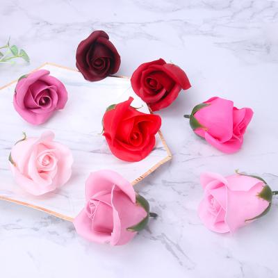 China Artificial Long Lasting Perfume Bath Flower 50pcs Per Box Rose 3 Leers Soap Flowers 5cm Foam Soap Flower Head Roses For Wedding And Valentine's Day for sale