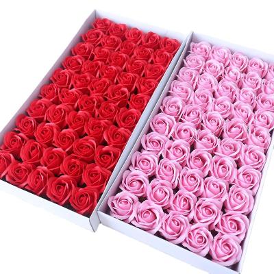 China Wholesale Lasting Fragrance Valentines Day 5CM With Base Support Boxed Soap Flower Rose Gift Artificial Rose So Lovers Gifts Soap Heads Flower for sale