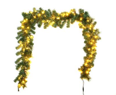 China High Quality Durable Faux Pine Needle PVC Pre-Lit Christmas Garland with Mixed Pine Cone Decoration and Lights for sale