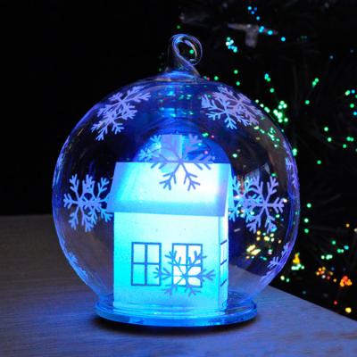 China Durable Christmas Decoration White Christmas Blank Simple Sphere Ornaments Baubles Hanging Glass Ball for sale