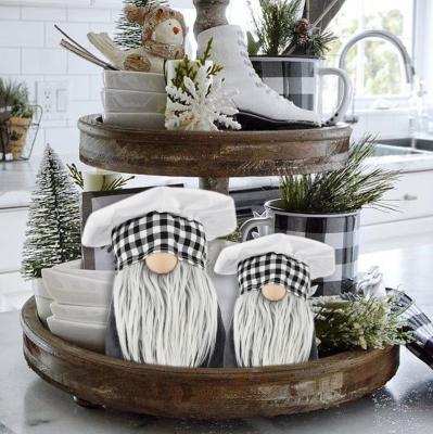 China Durable Factory Handmade Kitchen Tray Decor Christmas Gonk Xmas Stuffed Black Plaid Cook Chef Gnomes for sale