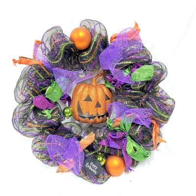 China New Arrival 60cm Ghost Festival Decoration Pumpkin Halloween Door Garland Durable PVC Halloween Festival Decoration for sale