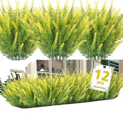 China Durable 12 Paper Artificial Plants , Boston Fern Greenery Outdoor Resistant UV No Fade Faux Plastic Plants Garden Decorate for sale