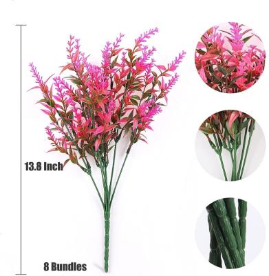 China Long Lasting Artificial Lavender Flowers for Outdoor Decoration, Shrubs Greenery Bushes House Garden UV Resistant Decoration for sale