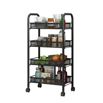 China Modern High Quality Waterproof Kitchen Storage Cart Iron Storage Trolley With Wheel for sale