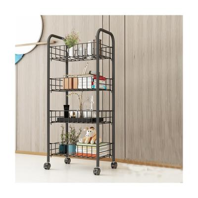 China 2022 Modern Multilayer Storage Trolley Kitchen Waterproof Storage Trolley Cart With Wheel for sale