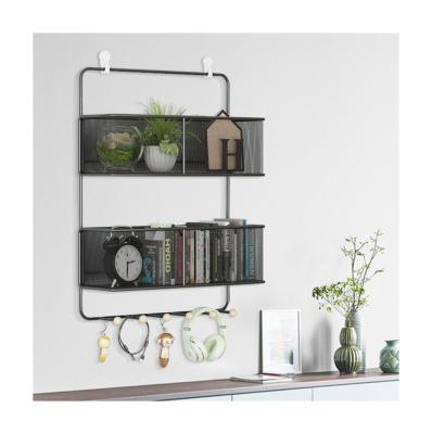 China High Quality Wall Mounted Storage Cleaning Baskets Iron Storage Baskets With Hook Rack for sale