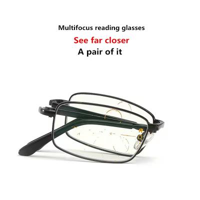 China New retractable folding reading glasses, multifocal hd, smart buzz, blue ray protection, convenient metal fashionable personality for sale