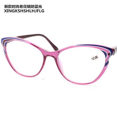 China New fashion thin cat-eye reading glasses against lady blue light personality without measurement mobile phone glasses trend Europe for sale