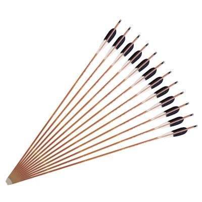 China Hot Selling TIR Archery Traditional Recurve Bow Feather Bamboo Pattern Pure Carbon Arrow for sale