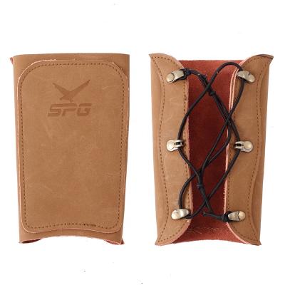 China Higher Quanlity Factory Outlet Archery Arm Guard Cowhide Material Arm Protector Double Safety Arm Guard for sale