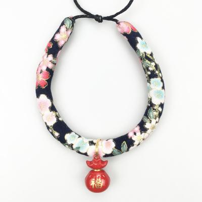 China Hot Sale Cat Japanese Style Collar Classic Cat Fashion Bell Birthday Collar Factory Viable Non-fading Elegent Kitten Necklace Cute for sale