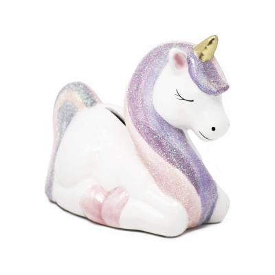 China European Style Cheap Custom Big Unicorn Shaped Porcelain Piggy Bank Ceramic Saving Piggy Coin Bank For Girl Boy Kid Children for sale