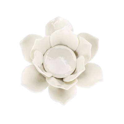 China European style new factory custom decorative lotus flower shaped ceramic tea light tealight candle holder for home decor wedding party for sale