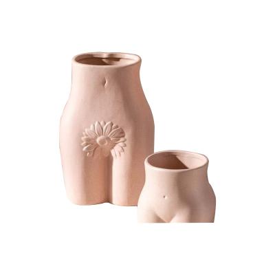 China Middle Eastern Living Room Indoor Boho Modern Naked Butt Burn Bum Chic Woman Female Body Bum Shaped Porcelain Ceramic Flower Vase For Home Decor for sale