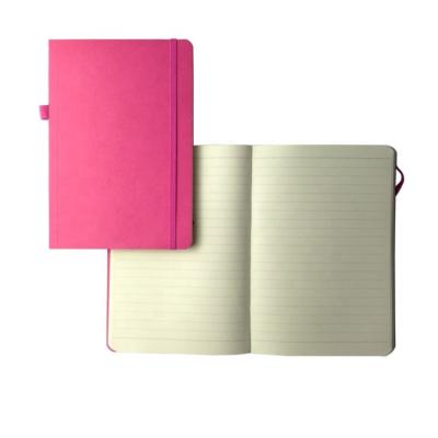 China A5 Promotion Pink Card Soft Notebook Perfect Sewing Glue With Rubber Band And Pen Buckle Emboss Logo for sale