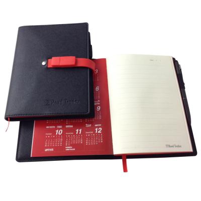 China Business Customized Notebook PU Leather Logo Buckle Office Planner Notebook 16GUSB Hardcover Wristband USB Flash Drive for sale