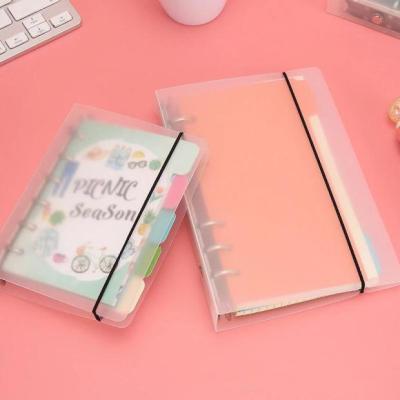 China Custom Wholesale Spiral Print A5 PP Cover Spiral Waterproof Custom Loose Leaf Transparent Notebook for sale