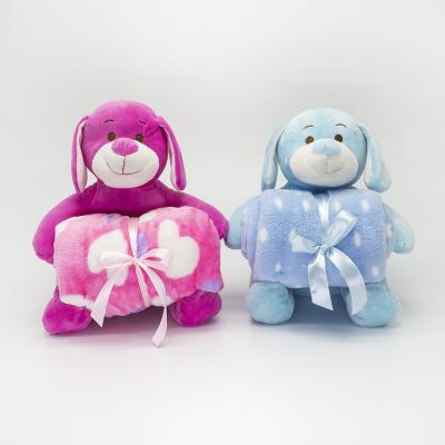 China Children Toy Gift Hot Selling Super Soft Stuffed Animal Toy Dog Plush Toy With Baby Blanket For Promotional Gift for sale