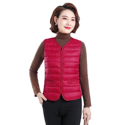 China 2023 Custom Made Women's Short V-Neck Logo Pullover Vest Windproof Down Vest Women's Lightweight Sleeveless Bubble Jacket Down Vest Coat for sale