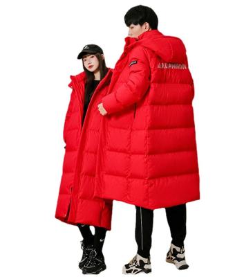 China Female 2023 90% White Windproof Duck Down Long Down Jacket Winter Loose Coat New For Couples Men And Women Down Jacket Women for sale