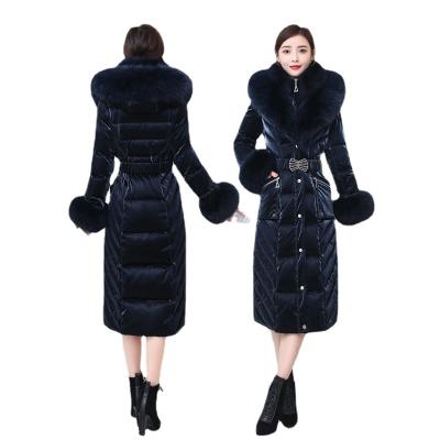 China 2023 Women Winter Fur Coat Reversible Customized Padded Jacket Long Down Stripper for sale