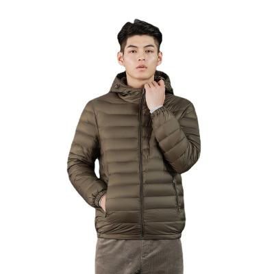 China New plus size men's light weight down jacket 90's short hooded white duck stand collar fashion autumn and winter down jacket for sale