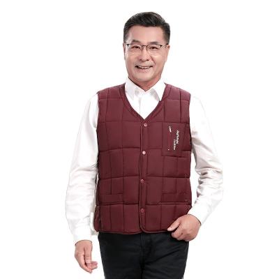 China Plush thickened cotton windproof short vest of new autumn and winter men's large size tank cotton bottoms middle-aged and older vest for sale