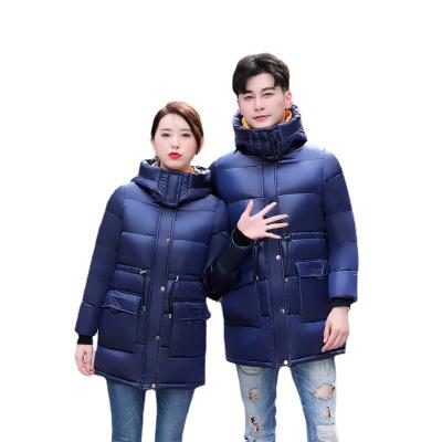 China Winter Windproof Long Down Jacket Couple White Duck Down Gradient Hooded Puffer Jackets Fashion Highstreet Windproof Thicken Warm Parkas for sale