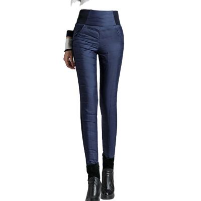 China Duck Down Velvet High Waist Winter Women's Skinny Warm Formal Elastic Pants Windproof Pencil Pants Casual Trousers S-4xl for sale