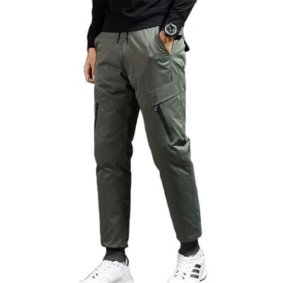 China Windproof Man Winter Down Pants Male Duck Down Trousers Men Streetwear White Winter Thicken Pockets Down Warm Black Men's Casual Pants for sale