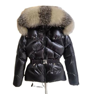 China Winter 2023 Reversible Winter Coat Women's Down Coat Thick Long Jacket Winter Jacket With Fur Collar High Quality Natural Lady Hooded Jacket for sale