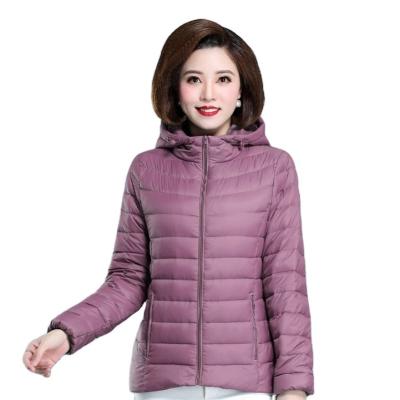 China 90% windproof ultralight plus size slim down jacket women Autumn Winter Slim Short Hooded 2023 Duck Down Coat Women Outerwear warm white for sale