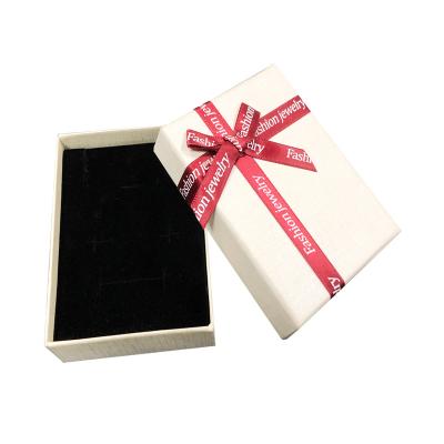 China New Arrival Ribbon Jewelry Boxes Rectangle Gift Packaging Box Bracelet Decorative Lid Packaging and Bottom Gift Box With Logo for sale