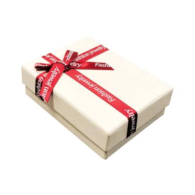 China Free Samples Materials Rectangle White Decorative Bracelet Recycled Luxury Ribbon Gift Box With Lid Gift Box Jewelry With Scratch Sponge for sale