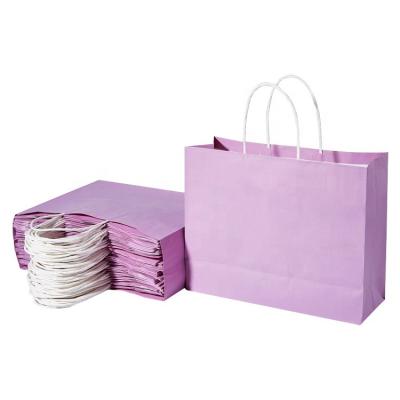 China Recyclable Recyclable Kraft Shopping Grocery Goods Purple Paper Gift Bags for sale