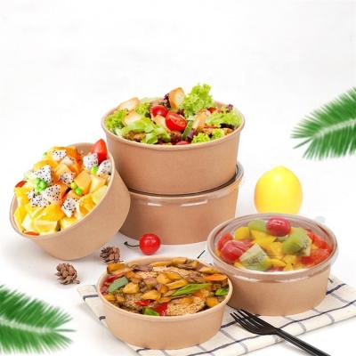 China Disposable Disposable Custom Brown Paper Salad Bowl Manufacturer for sale