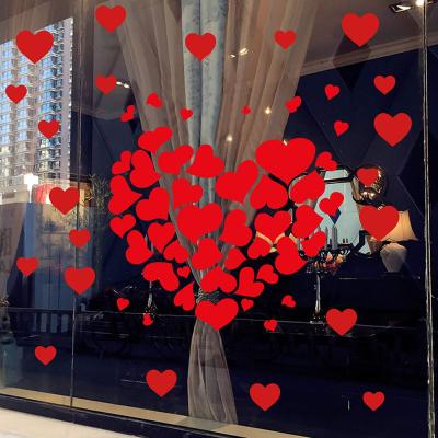 China Zhejiang Xieli Valentines Day DIY Removable Red Heart Wall Stickers Floor Decal For Party Decorations Craft for sale