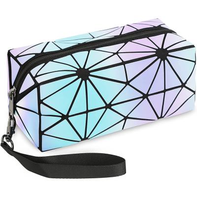 China Schools & Geometric Portable Holographic Thoughtful Cosmetic School Pencil Case Large Capacity Office Stationery Storage Bag Art And Craft Supplies for sale