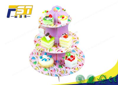 China CMYK Printing Pop Design Cardboard Tiered Cake Stand Durable For Shopping Mall for sale