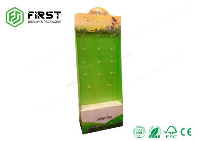 China CMYK Printing Recyclable Pegboard Paper Cardboard Pop Up Floor Hook Displays Stand for sale