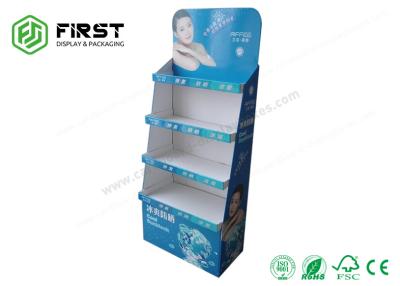 China Custom Retail Promotion Paper Display Racks POP Skin Care Products Floor Corrugated Stand for sale