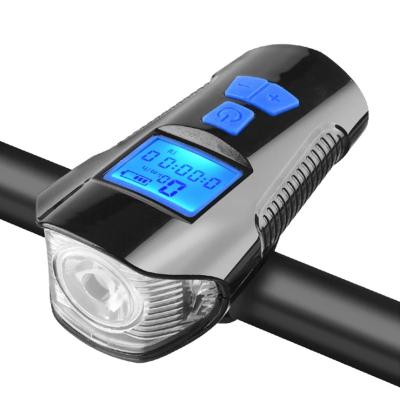 China ABS/Light Bicycle Front Light Waterproof USB Charging MTB Road Bike Light Flashlight Head Light Table Code Horn Speed ​​Meter Screen Display for sale