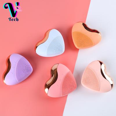 China Sonic Facial Cleansing Brush Beauty Massager DEEP CLEANSING Facial Massage Sweep Heating Facial Cleansing Brush for sale