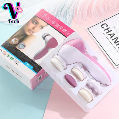 China Wholesale Silicone DEEP CLEANING Face Brush 5 in 1 Electric Facial Cleansing Brush 2021 for sale