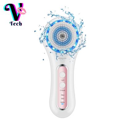 China DEEP CLEANSING 5 in 1 Customize Logo Person Skin Care Soft Synthetic Electric Brush Silicone Electric Facial Cleansing Rotation for sale