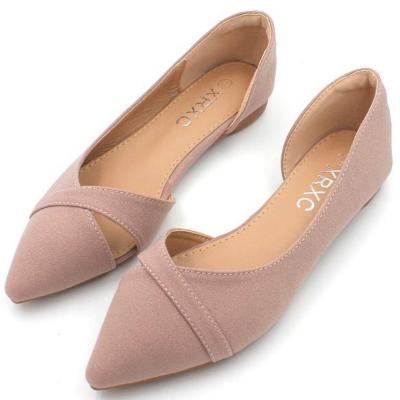 China Custom Dropshipping Logo Suede Leather Office Shoe Anti-odor Women's Flats Ladies Fashion Lightweight Flat Shoes for sale